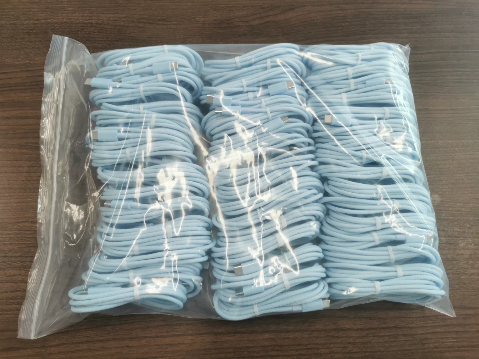 Bulk packed blue USB-C charging cables for wholesale orders