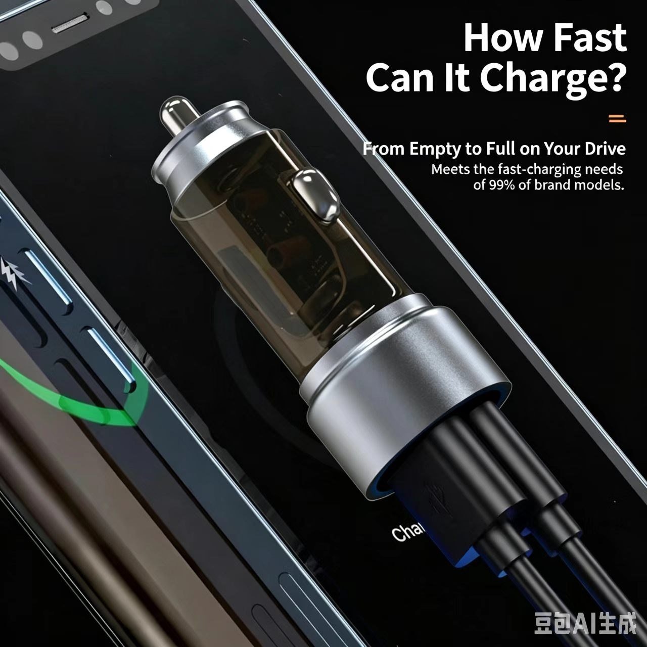 30W USB-C and 18W USB-A dual-port car charger product detail image 05